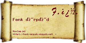 Fenk Árpád névjegykártya