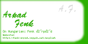 arpad fenk business card